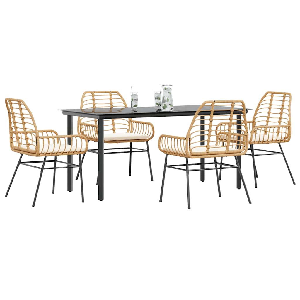 7-Delige Tuinset Met Kussens Poly Rattan Glas