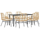 7-Delige Tuinset Met Kussens Poly Rattan Glas