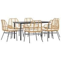 7-Delige Tuinset Met Kussens Poly Rattan Glas