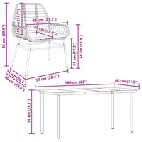 7-Delige Tuinset Met Kussens Poly Rattan Glas