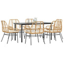 7-Delige Tuinset Met Kussens Poly Rattan Glas