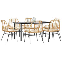 7-Delige Tuinset Met Kussens Poly Rattan Glas