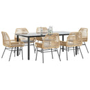 7-Delige Tuinset Met Kussens Poly Rattan Glas