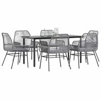 7-Delige Tuinset Met Kussens Poly Rattan Glas