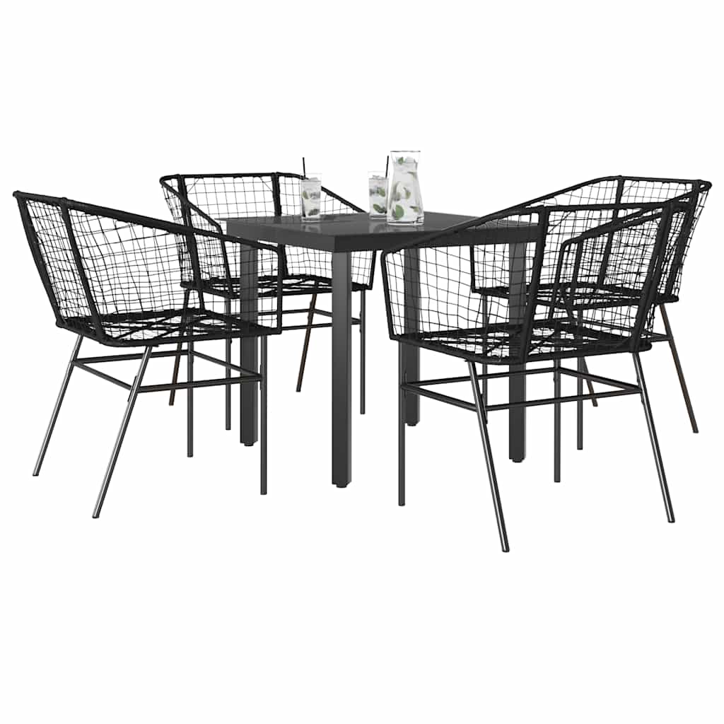 9-Delige Tuinset Met Kussens Poly Rattan Glas