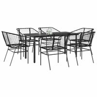 9-Delige Tuinset Met Kussens Poly Rattan Glas