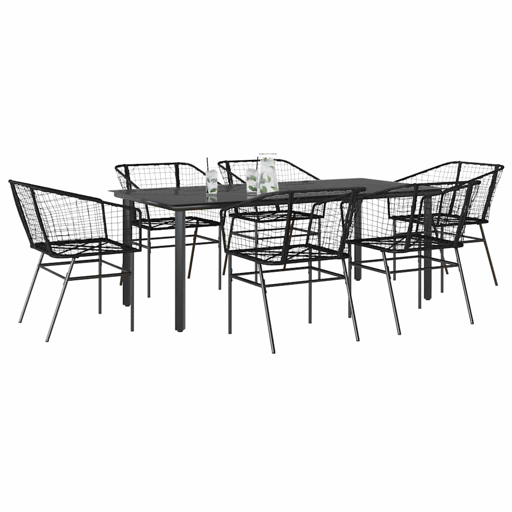 9-Delige Tuinset Met Kussens Poly Rattan Glas