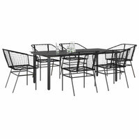 9-Delige Tuinset Met Kussens Poly Rattan Glas