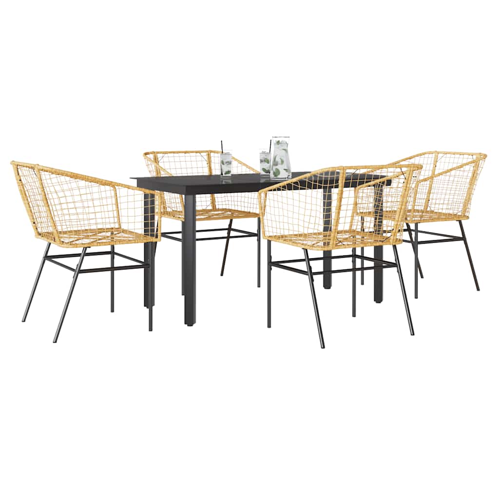 9-Delige Tuinset Met Kussens Poly Rattan Glas