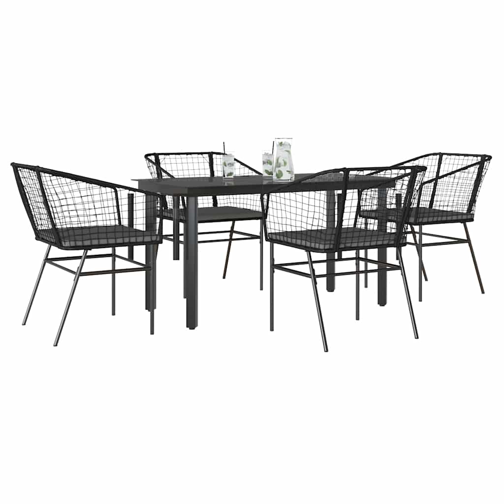 9-Delige Tuinset Met Kussens Poly Rattan Glas