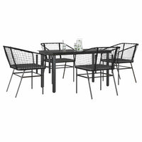 9-Delige Tuinset Met Kussens Poly Rattan Glas