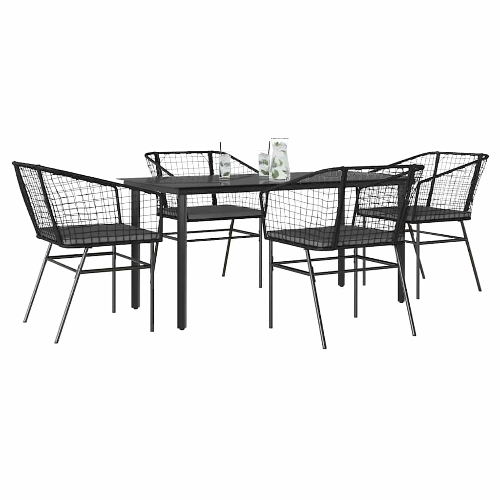 9-Delige Tuinset Met Kussens Poly Rattan Glas