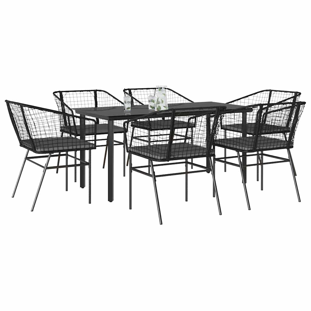 9-Delige Tuinset Met Kussens Poly Rattan Glas
