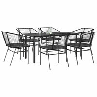 9-Delige Tuinset Met Kussens Poly Rattan Glas