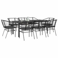 9-Delige Tuinset Met Kussens Poly Rattan Glas