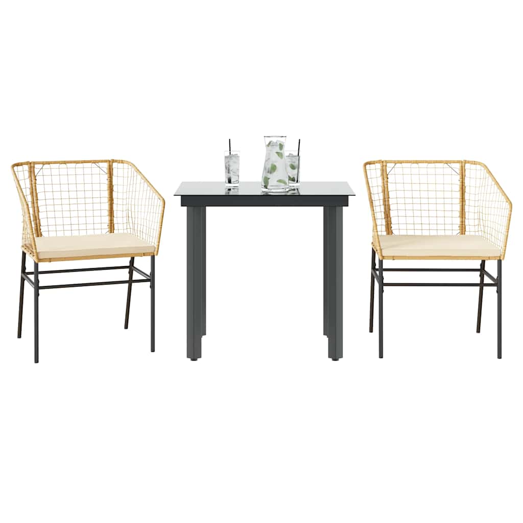9-Delige Tuinset Met Kussens Poly Rattan Glas