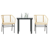 9-Delige Tuinset Met Kussens Poly Rattan Glas