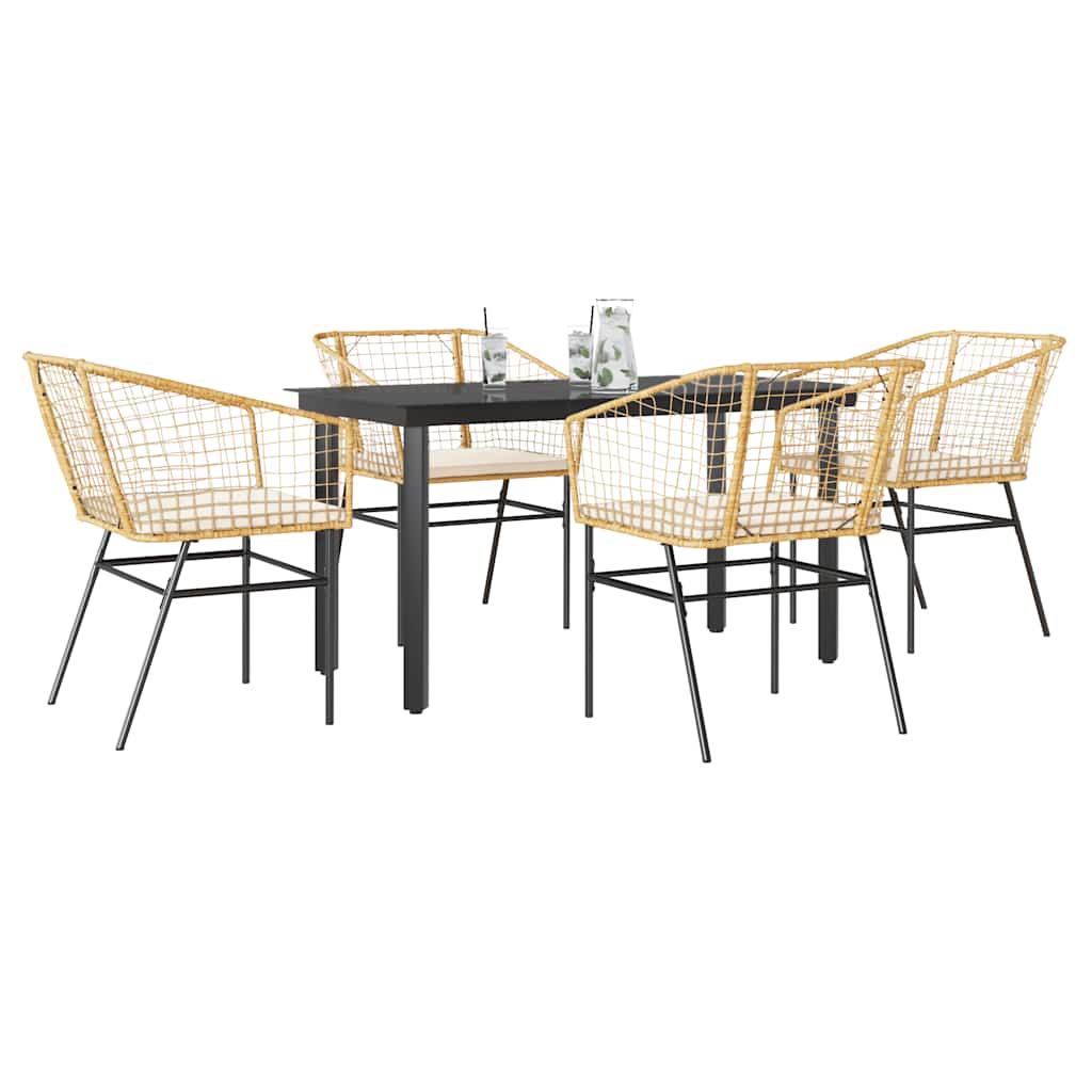 9-Delige Tuinset Met Kussens Poly Rattan Glas