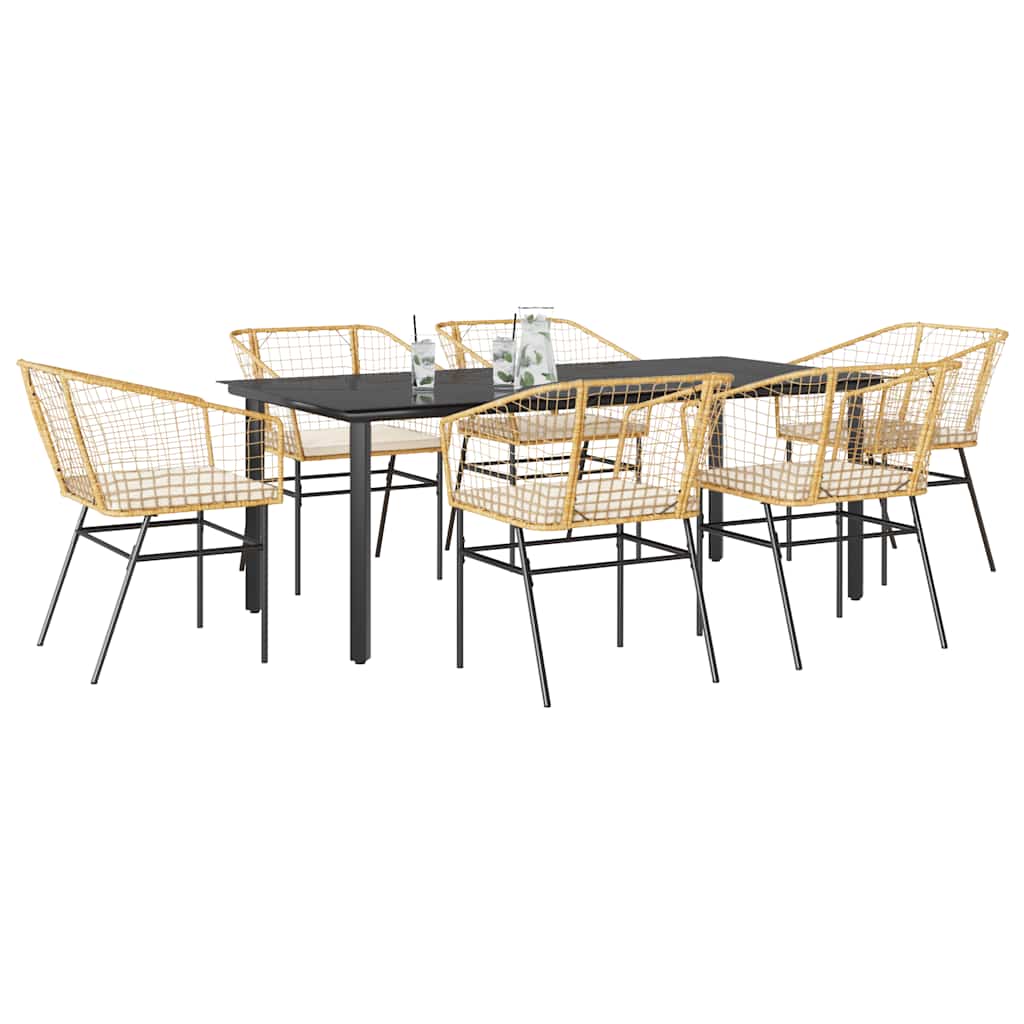 9-Delige Tuinset Met Kussens Poly Rattan Glas