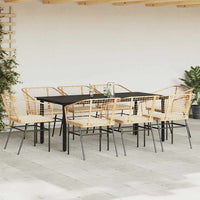 9-Delige Tuinset Met Kussens Poly Rattan Glas