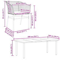 9-Delige Tuinset Met Kussens Poly Rattan Glas