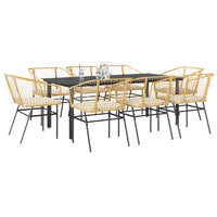 9-Delige Tuinset Met Kussens Poly Rattan Glas