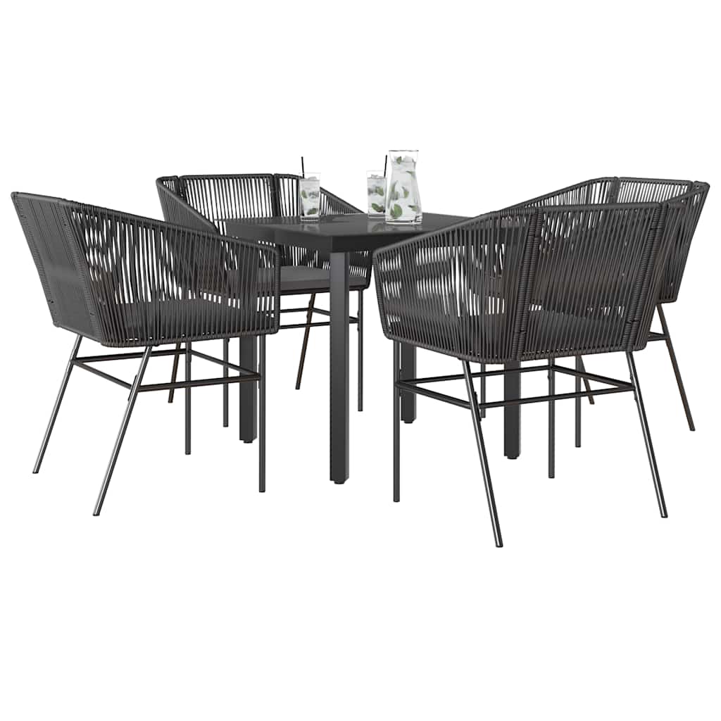 5-Delige Tuinset Met Kussens Poly Rattan Glas