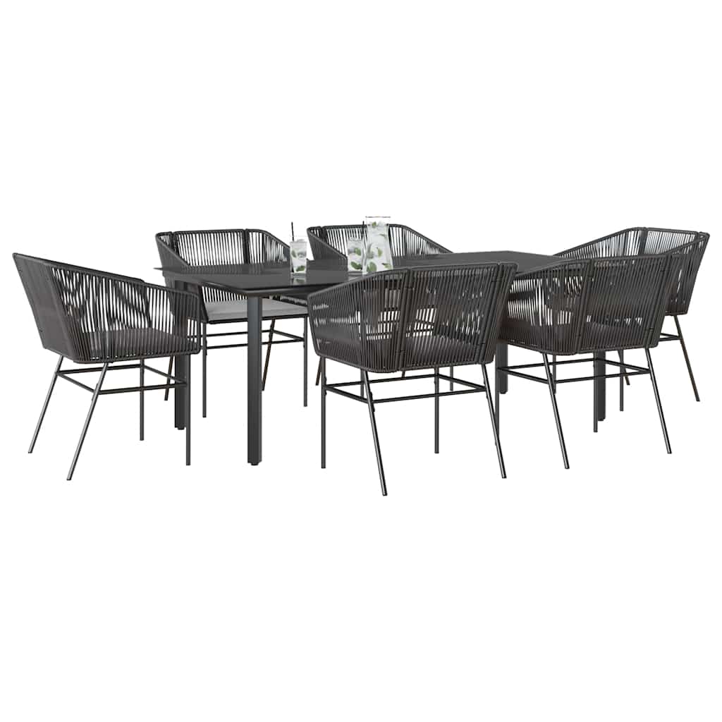 5-Delige Tuinset Met Kussens Poly Rattan Glas