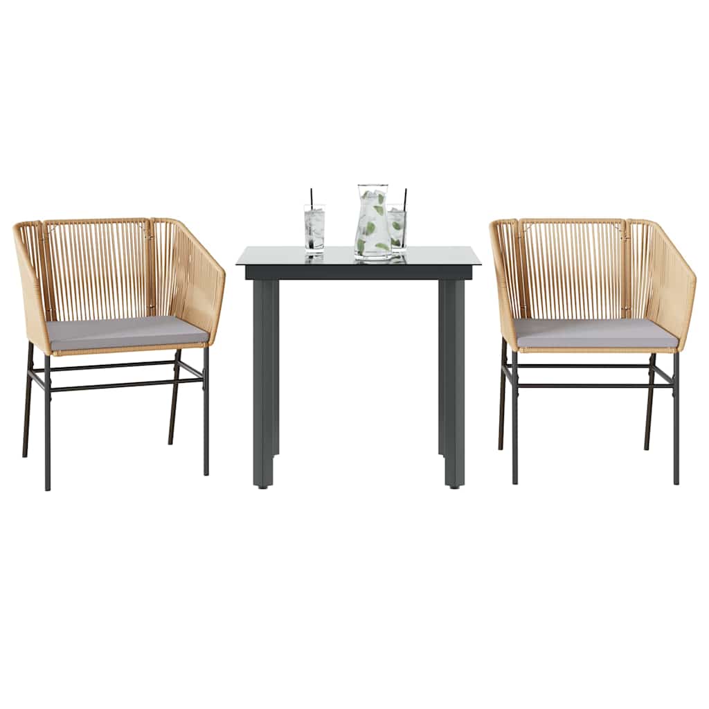 5-Delige Tuinset Met Kussens Poly Rattan Glas