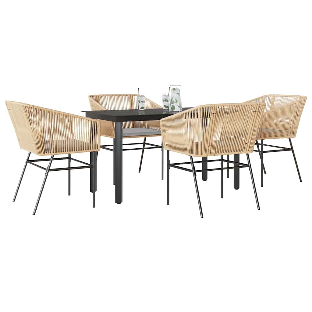 5-Delige Tuinset Met Kussens Poly Rattan Glas