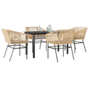 5-Delige Tuinset Met Kussens Poly Rattan Glas