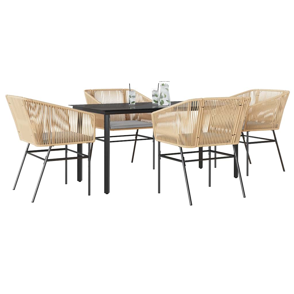 5-Delige Tuinset Met Kussens Poly Rattan Glas