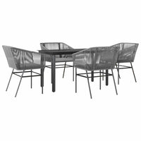 5-Delige Tuinset Met Kussens Poly Rattan Glas