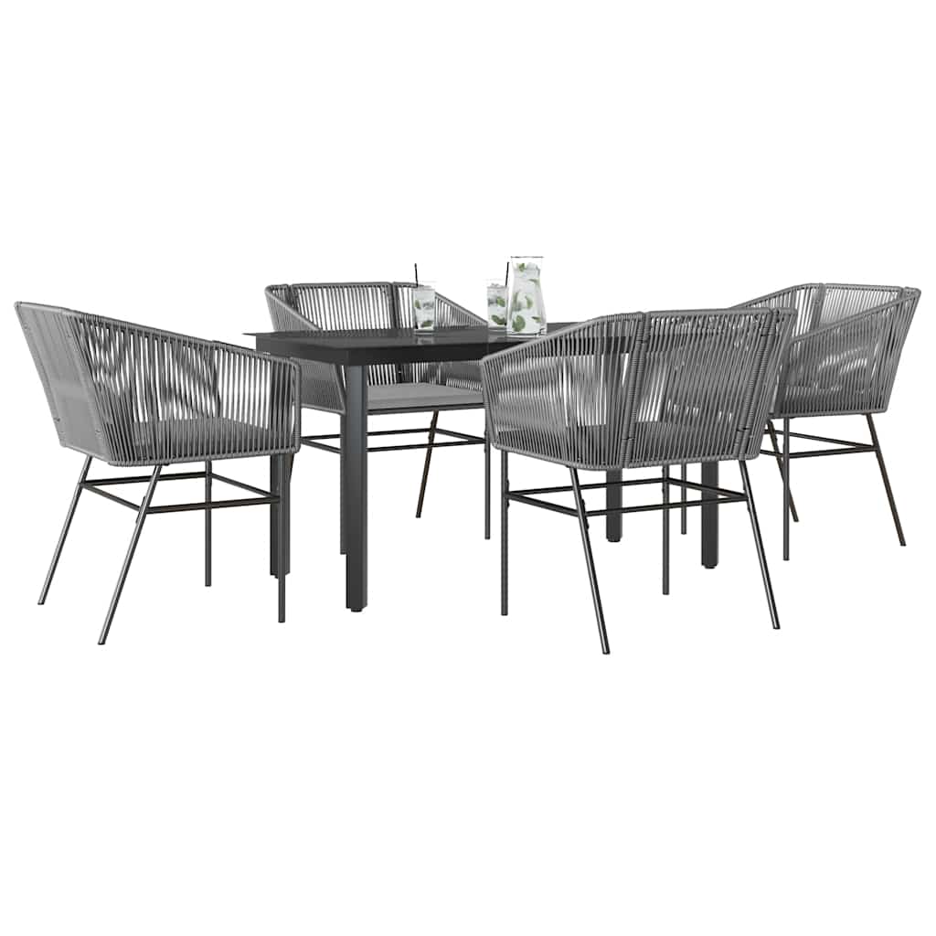5-Delige Tuinset Met Kussens Poly Rattan Glas