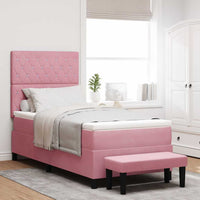 Boxspring Bed Met Hoofdeinde Fluweel Roze