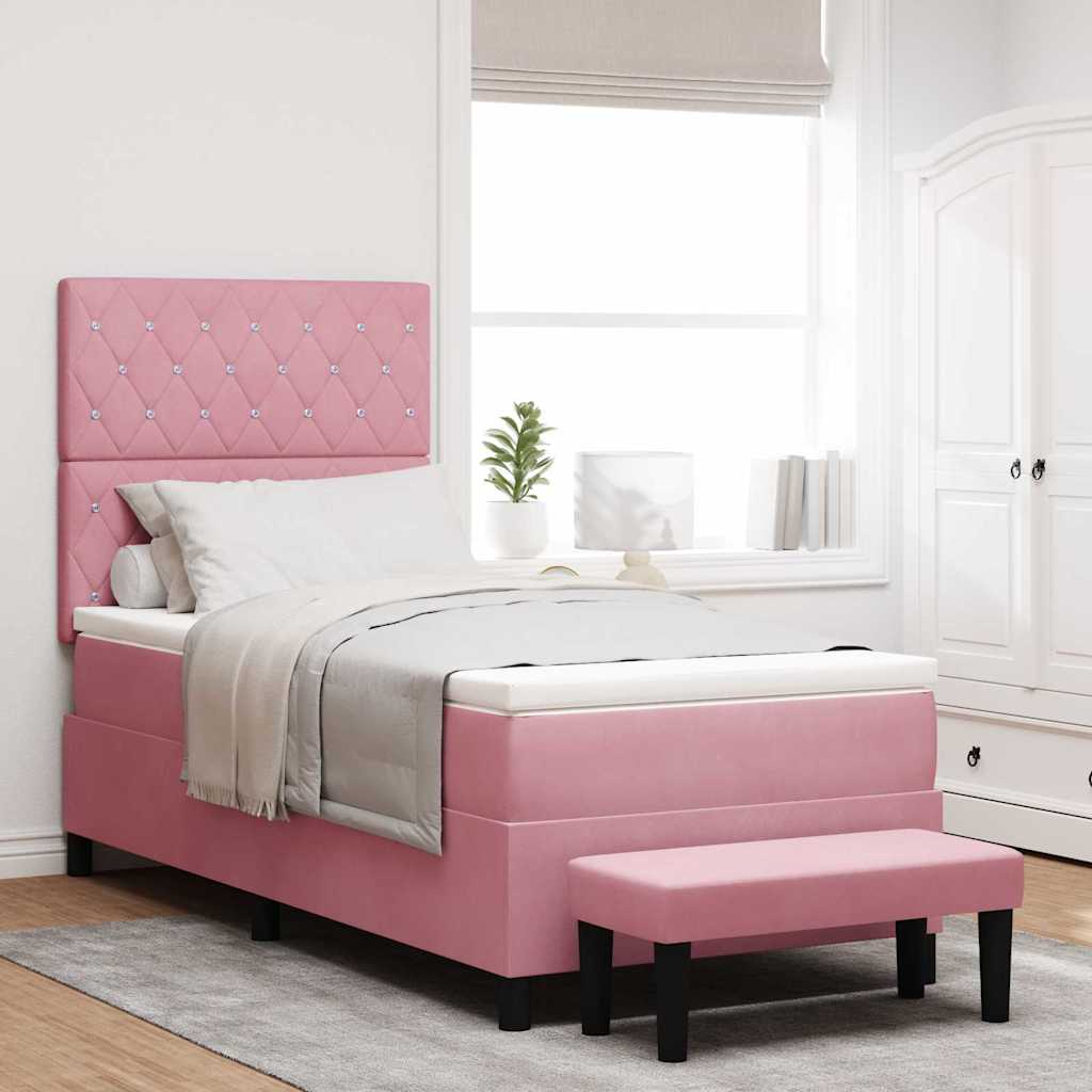 Boxspring Bed Met Hoofdeinde Fluweel Roze
