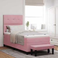 Boxspring Bed Met Hoofdeinde Fluweel Roze