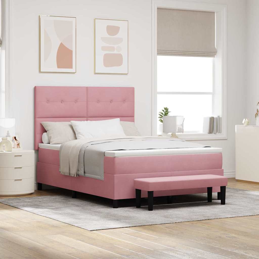 Boxspring Bed Met Hoofdeinde Fluweel Roze
