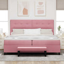 Boxspring Bed Met Hoofdeinde Fluweel Roze