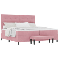 Boxspring Bed Met Hoofdeinde Fluweel Roze