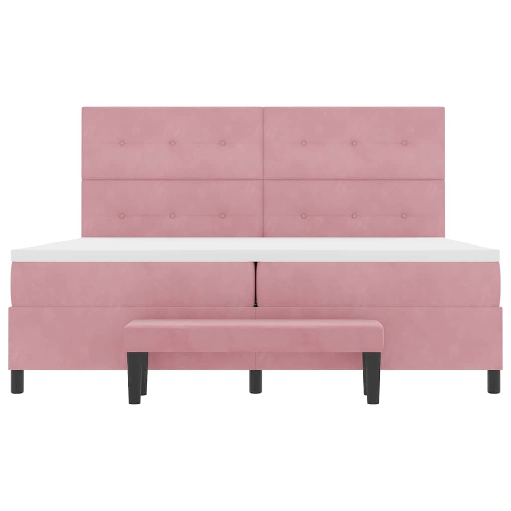 Boxspring Bed Met Hoofdeinde Fluweel Roze