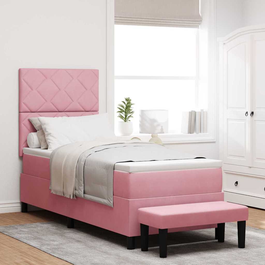 Boxspring Bed Met Hoofdeinde Fluweel Roze