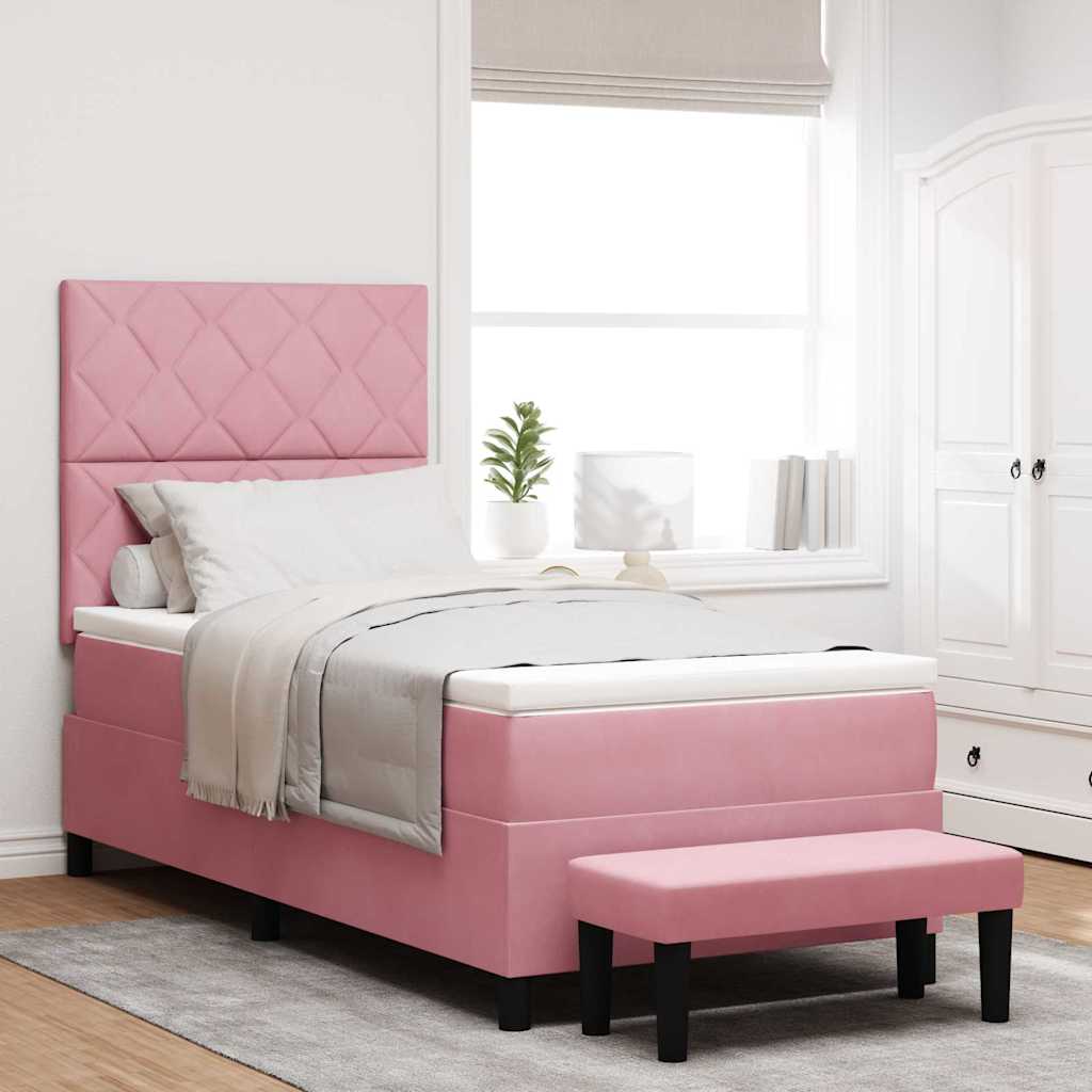 Boxspring Bed Met Hoofdeinde Fluweel Roze