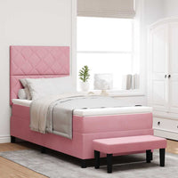 Boxspring Bed Met Hoofdeinde Fluweel Roze