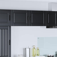 Wand Glas Kasten Porto Bewerkt Hout Zwart