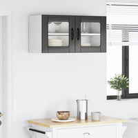Wand Glas Kasten Porto Bewerkt Hout Zwart