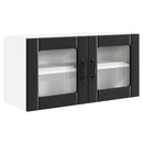 Wand Glas Kasten Porto Bewerkt Hout Zwart