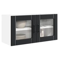 Wand Glas Kasten Porto Bewerkt Hout Zwart