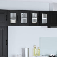 Wand Glas Kasten Porto Bewerkt Hout Zwart