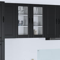 Wand Glas Kasten Porto Bewerkt Hout Zwart